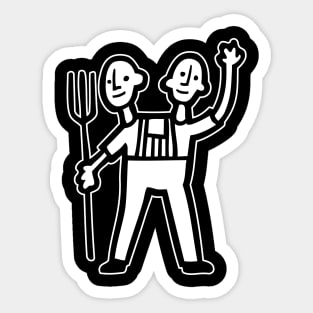 2-Headed Farmer {DARK shirts} Sticker